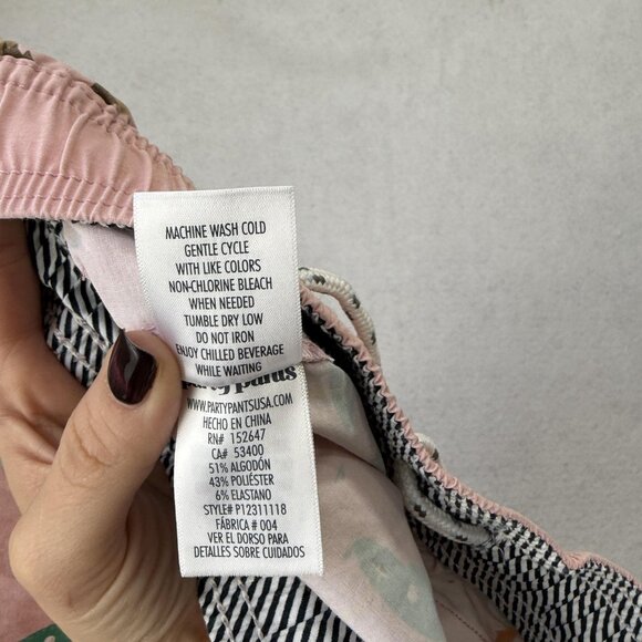 Party Pants Shorts Mens Medium Pink Golf Let's Par-Tee Print Elastic Waist Beach - Picture 10 of 11